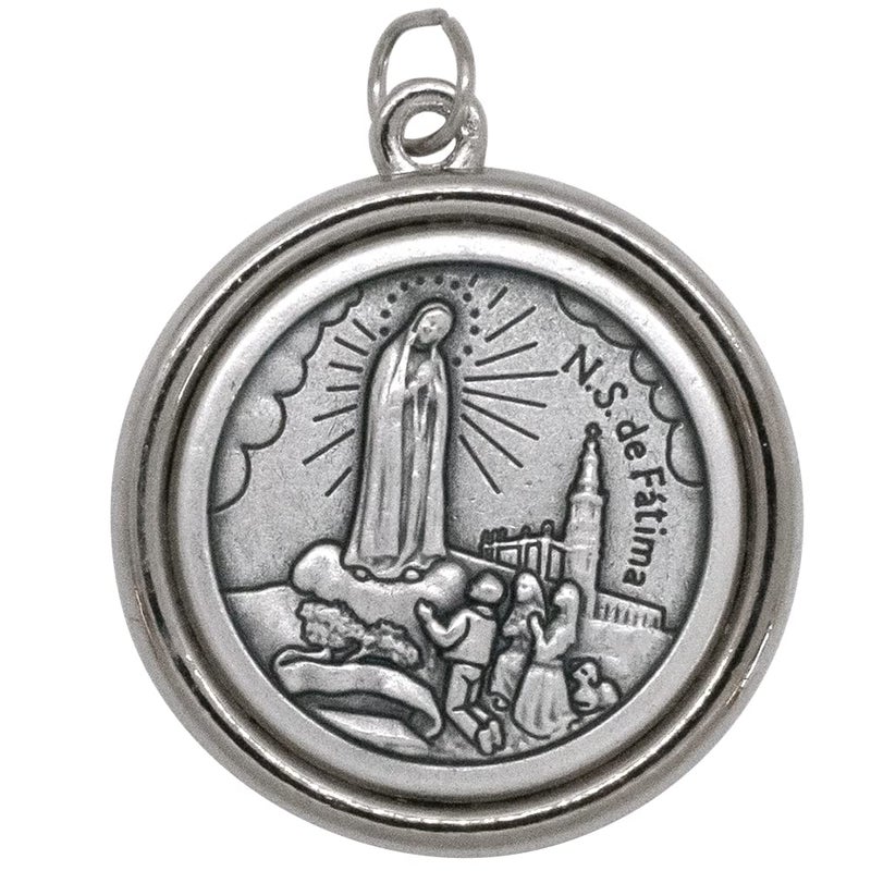 Venerare 1 1/4" Catholic Saint Medal with Polished Trim (Our Lady of Fatima) - Image 1